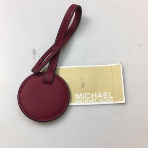 Michael Kors Monogram Charms Cherry MD Circle Leather Keychain New